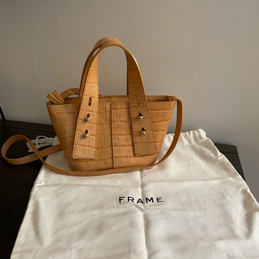 FRAME Les Second Mini Croc Tote with Strap